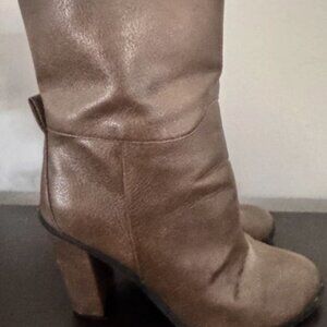Women’s Brown Vegan Ankle Boots Size 8 With 4in Heel